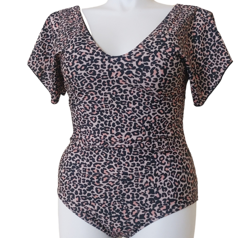 Byinns Leopard Cheetah Animal Print One Piece Swimsuit Bathing Suit XL